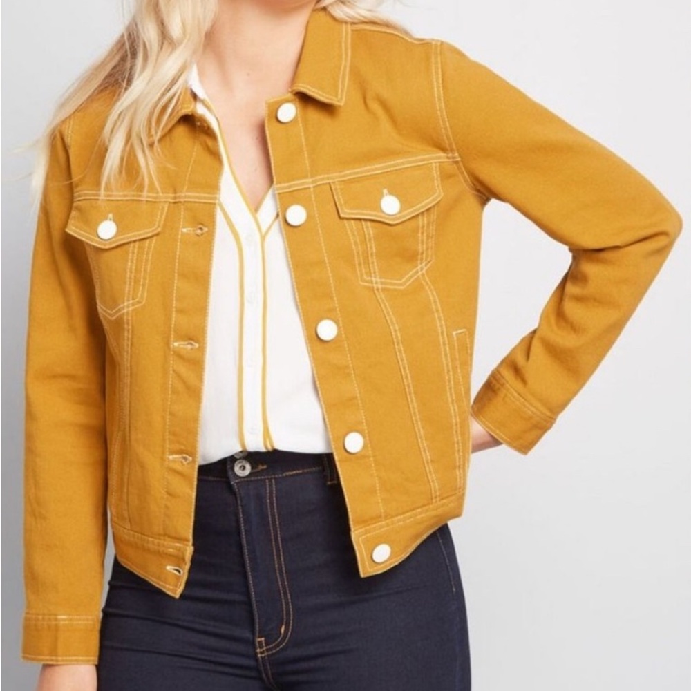 ModCloth mustard yellow jean jacket XS